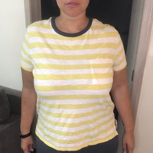 Old Navy Yellow White Striped Boyfriend tee